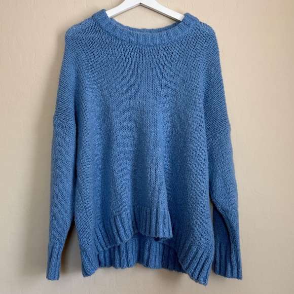 Aerie Oversized Sweater Wool Alpaca Soft Cozy Slouchy Women Small Light Blue - Picture 1 of 9